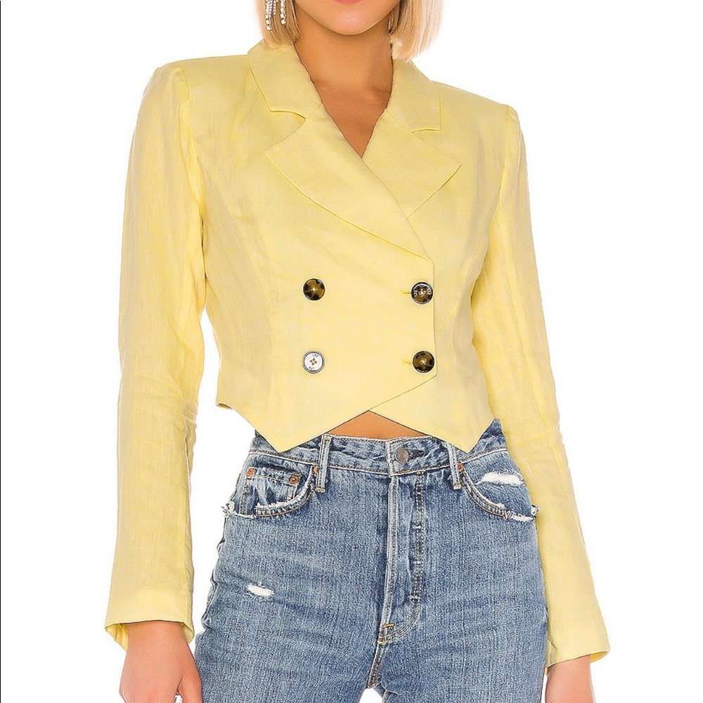 Revolve Pastel Yellow Cropped Blazer
